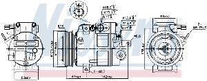 Compresor AC clima VS-18, diametru fulie 119mm, 12V HYUNDAI SANTA FE II 2.0D 2.2D intre 2006-2012